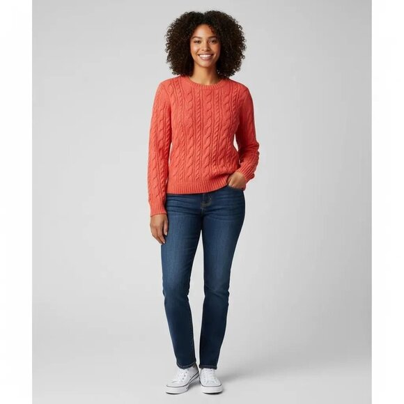 Lands' End Women's Drifter Cotton Cable Knit Crewneck Sweater Size XL/Size 18 - Picture 1 of 13